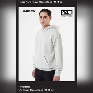 LA APPAREL 14 oz Garment Dyed Heavyweight hoodie Cement colorway XL W/ DTG PRINT